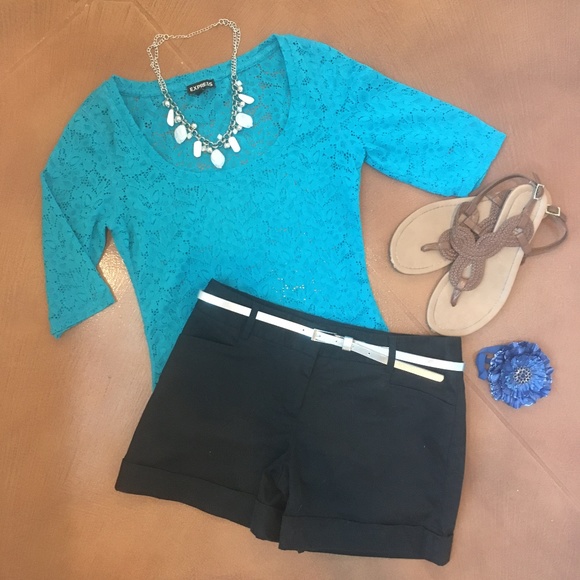 Perfect Gorgeous Lace Top- Deep Peacock Blue-EXCELLENT CONDITION - Picture 1 of 6